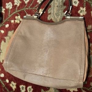 Snake skin coach and suede purse